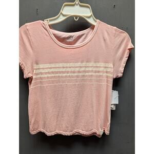 Treasure Bond large 10-12 short sleeve pink racer stripes scoop neck Tshirt Top